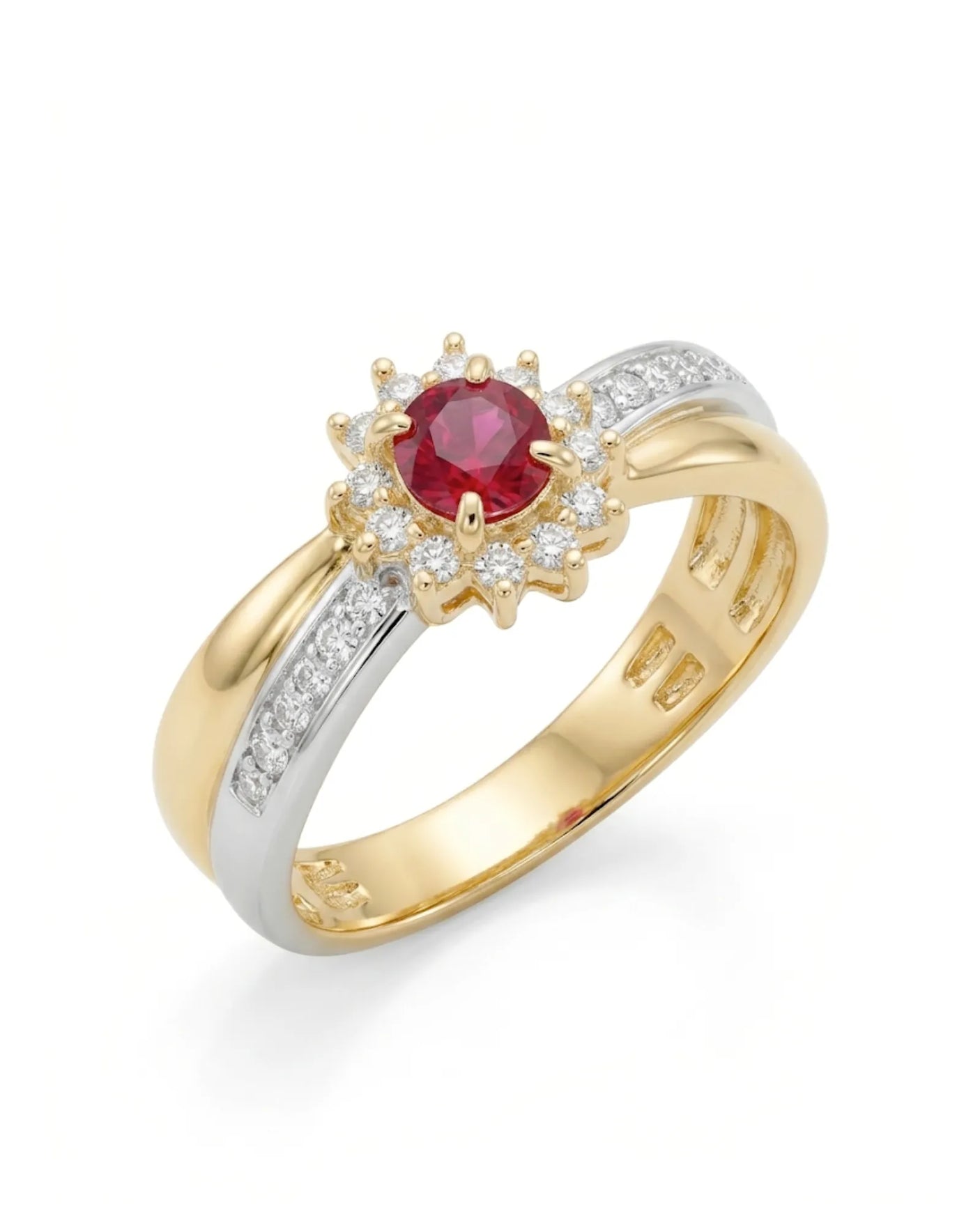 Aurea Apotheosis Ruby and Diamond Ring in 18K White & Yellow Gold | SARATTI
