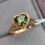 Natural Heart Tourmaline Diamond Halo Ring