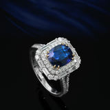 Celestial Citadel – Vivid Blue Sapphire & Diamond Halo Convertible Ring