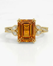 Aurelia Leaf Build My Ring setting for emerald cut Natural Imperial Topaz | SARATTI