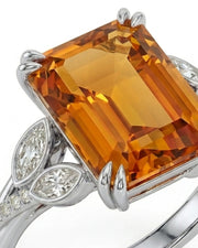 Aurelia Leaf platinum setting for selected emerald cut Natural Imperial Topaz | SARATTI