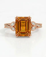 Aurelia Leaf rose gold setting for selected emerald cut Imperial Topaz | SARATTI