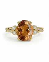 Aurelia Leaf yellow gold setting for selected oval Natural Imperial Topaz | SARATTI