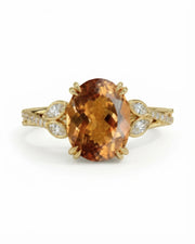 Aurelia Leaf yellow gold setting for selected oval Natural Imperial Topaz | SARATTI