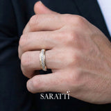Aurelian honeycomb wedding band for men 18k yellow and white gold geometric hexagon band | SARATTI