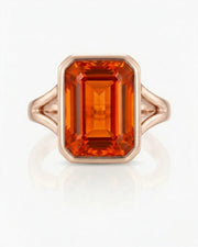 Aurex rose gold setting for selected emerald cut Imperial Topaz | SARATTI