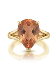 Aurex yellow gold Build My Ring setting with protective pear prongs | SARATTI