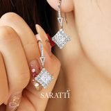 Aurora Square lab diamond earrings geometric design | SARATTI