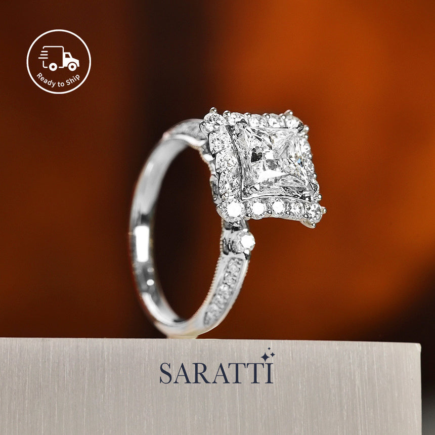Aurora Square princess-cut diamond ring in platinum | SARATTI