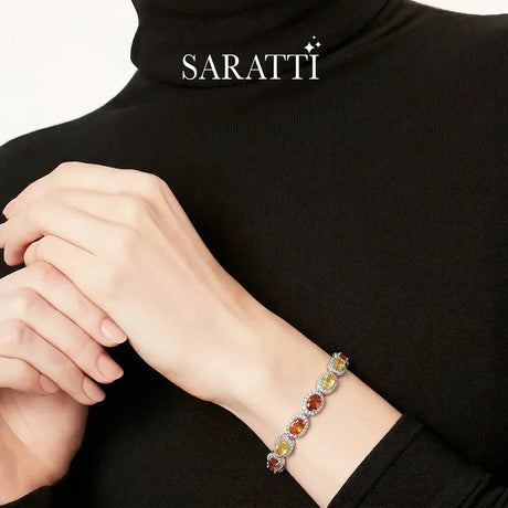 Aurora Whispers yellow to orange tourmaline bracelet in sterling silver | SARATTI