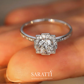 1 Carat Round Cut Diamond Engagement Ring | Modern Gem Jewelry | Saratti