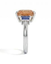 Azura Step platinum setting with emerald-cut blue sapphire side stones | SARATTI