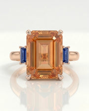 Azura Step rose gold setting for selected emerald cut Imperial Topaz | SARATTI