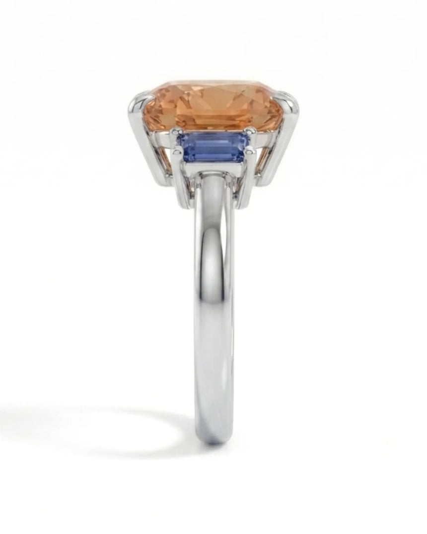 Azura Step white gold Topaz setting with emerald-cut blue sapphires | SARATTI