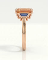 Azura Step yellow gold Topaz setting with rectangular sapphire accents | SARATTI