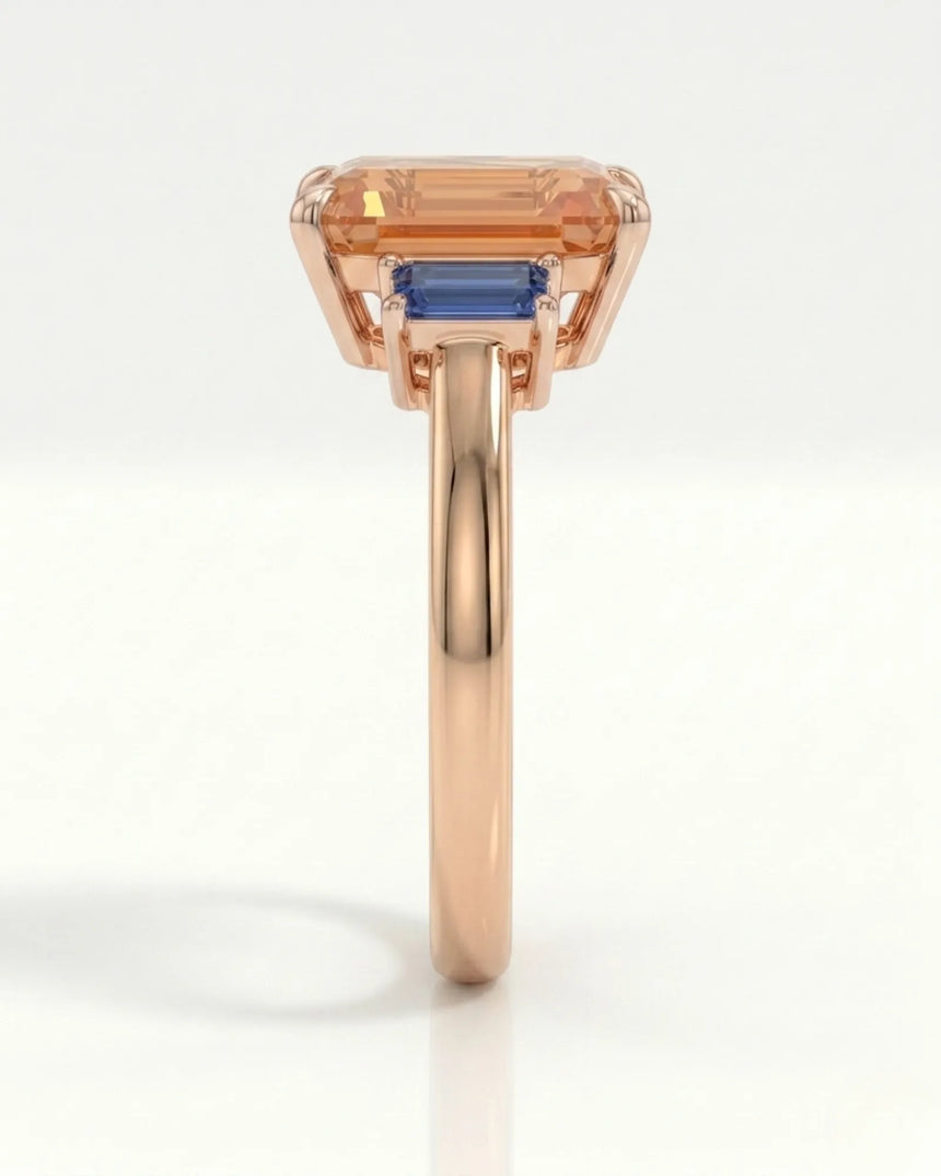 Azura Step yellow gold Topaz setting with rectangular sapphire accents | SARATTI