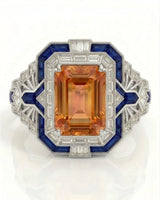 Azure Empress platinum setting for selected emerald cut Natural Imperial Topaz | SARATTI