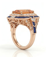 Azure Empress rose gold setting for selected emerald cut Imperial Topaz | SARATTI
