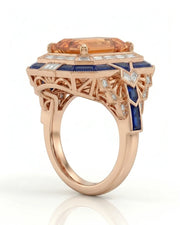 Azure Empress rose gold setting for selected emerald cut Imperial Topaz | SARATTI