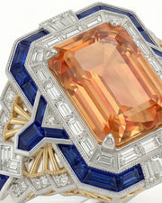 Azure Empress two tone  setting for selected emerald cut Natural Imperial Topaz | SARATTI