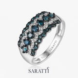 Azure Élan blue and white ribbon ring | SARATTI