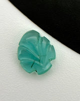 Back view of 0.79ct Natural Emerald carved leaf gemstone | SARATTI