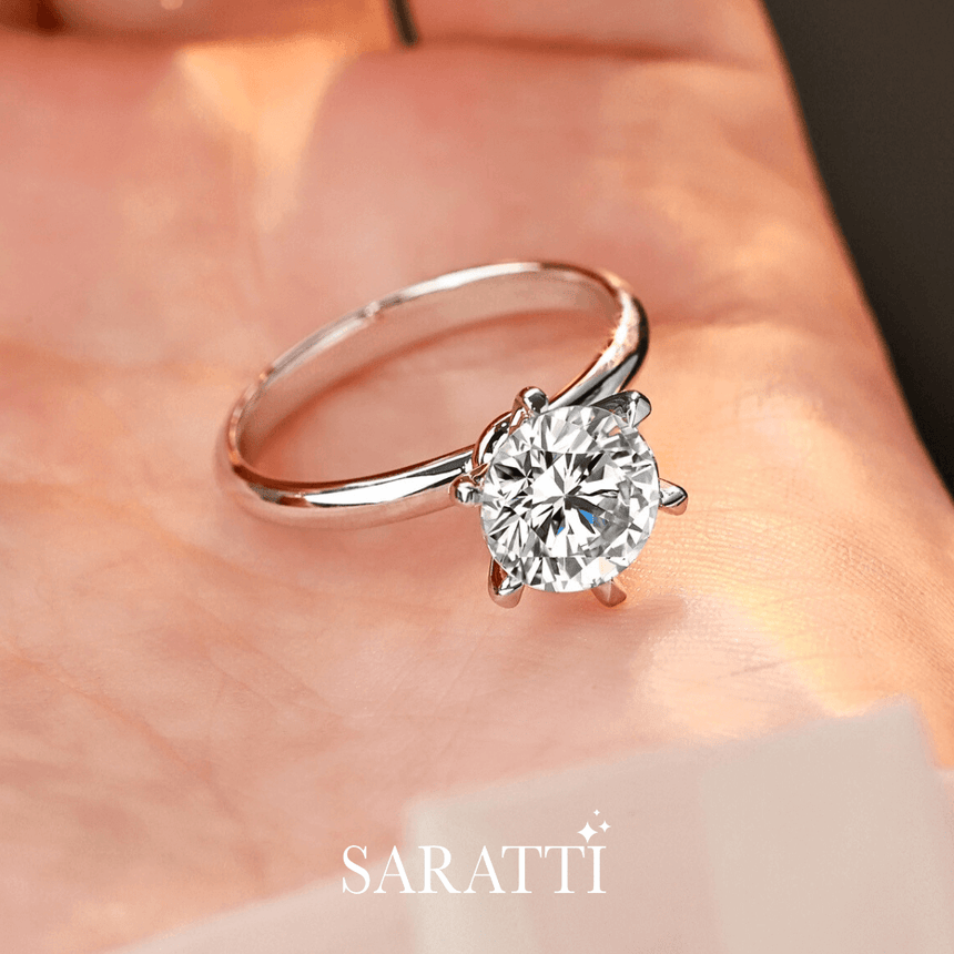 Brilliant round prong set diamond engagement ring | Beila