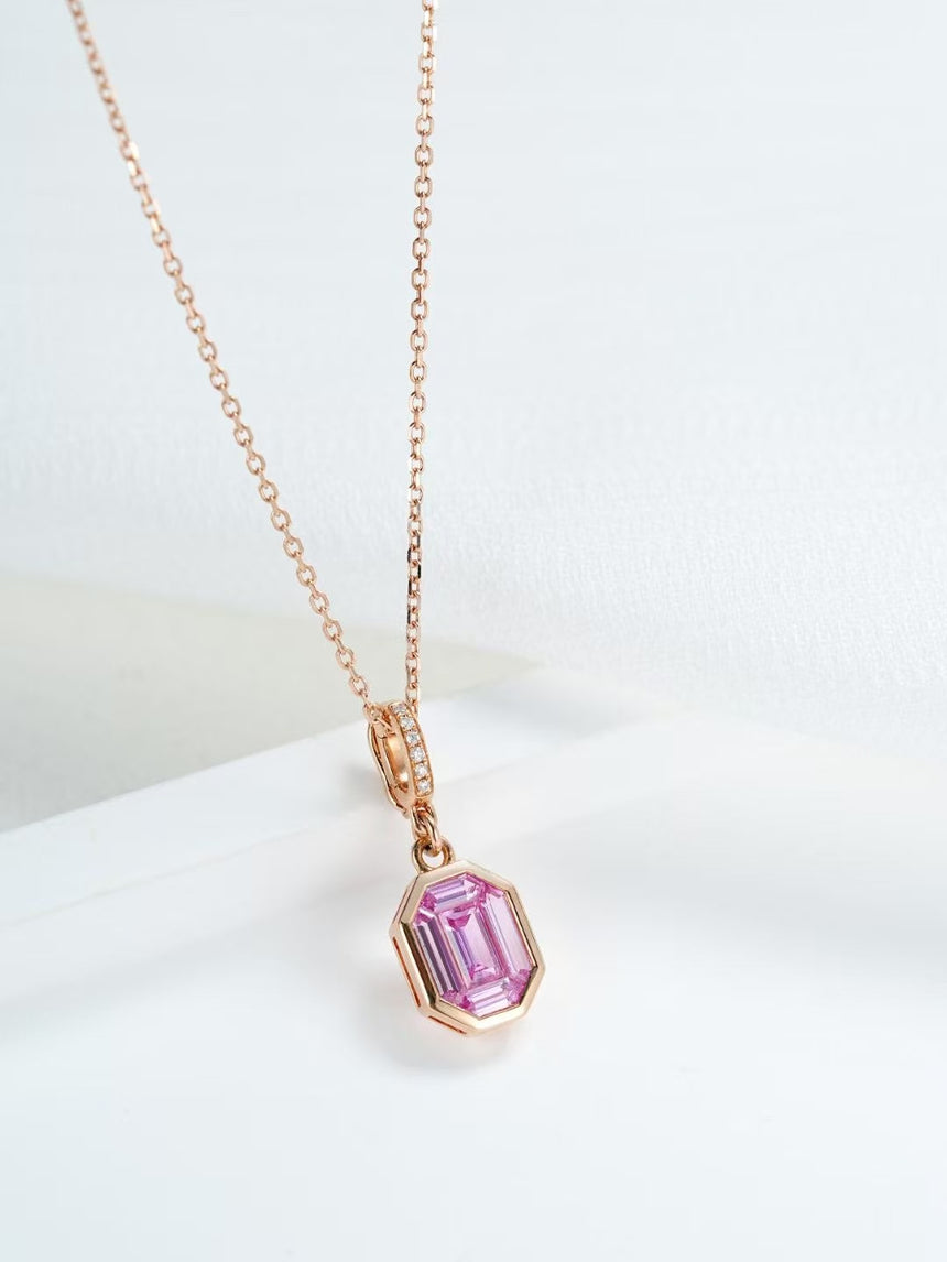 The Rose Prism - Pink Sapphire Pendant in Rose Gold