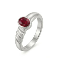 Bezel Set Oval Ruby 18K White Gold Ring