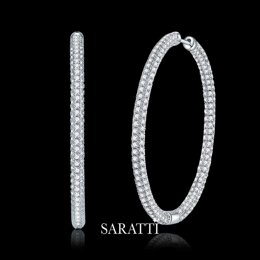 Hoop Earrings with Moissanites in Silver | Saratti Jewelry