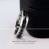 Black Diamond 4mm mens wedding band handcrafted design in platinum | SARATTI