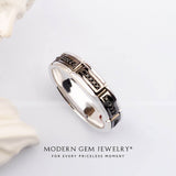 Black Diamond 4mm mens wedding band pavé diamond ring in platinum | SARATTI