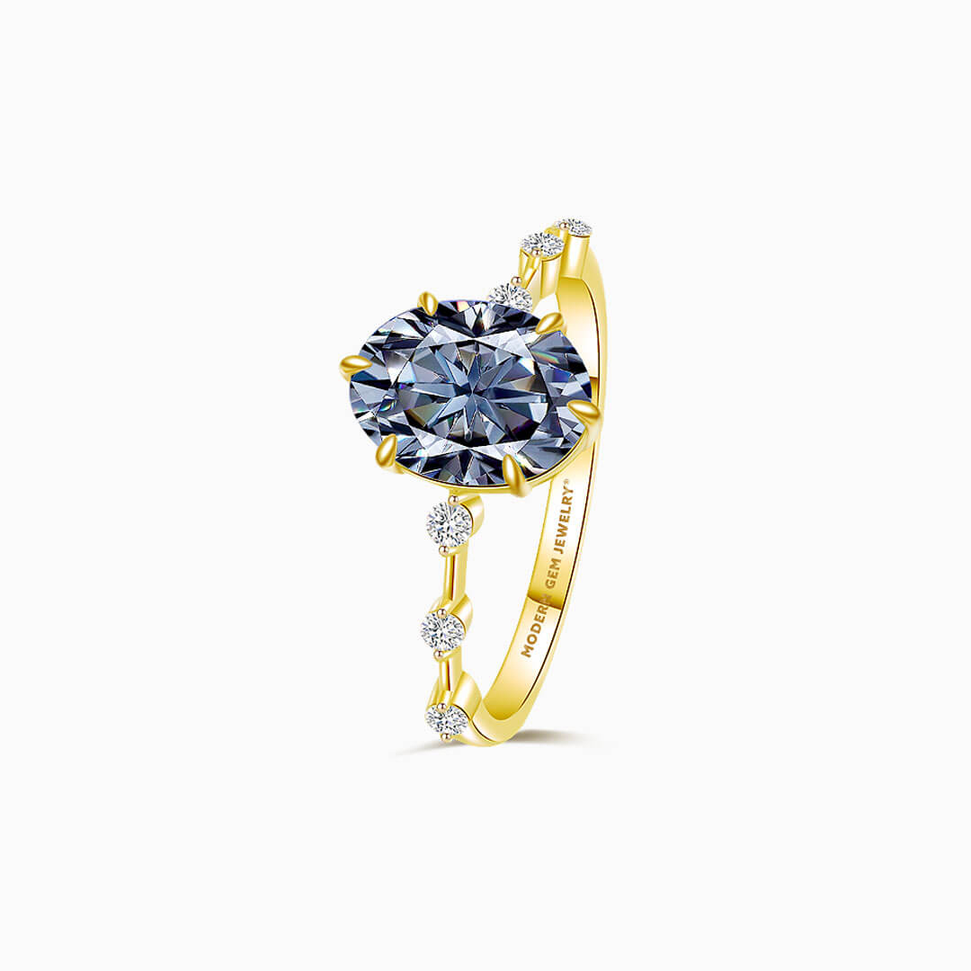 Blue Moissanite Ring | Modern Gem Jewelry