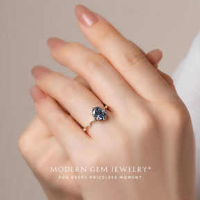 Blue Moissanite Stone Ring | Modern Gem Jewelry