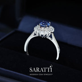 Regal Sapphire and Diamond White Gold Ring Modern Gem Jewelry | Saratti