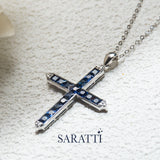 Sapphire Sanctity 18K Gold Cross Pendant