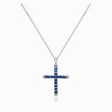 Sapphire Sanctity 18K Gold Cross Pendant