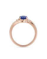 Blue Sapphire Promise ring with romantic flowing band in 18K rose gold | SARATTI