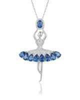 Blue Waltz natural blue topaz ballerina necklace front view | SARATTI
