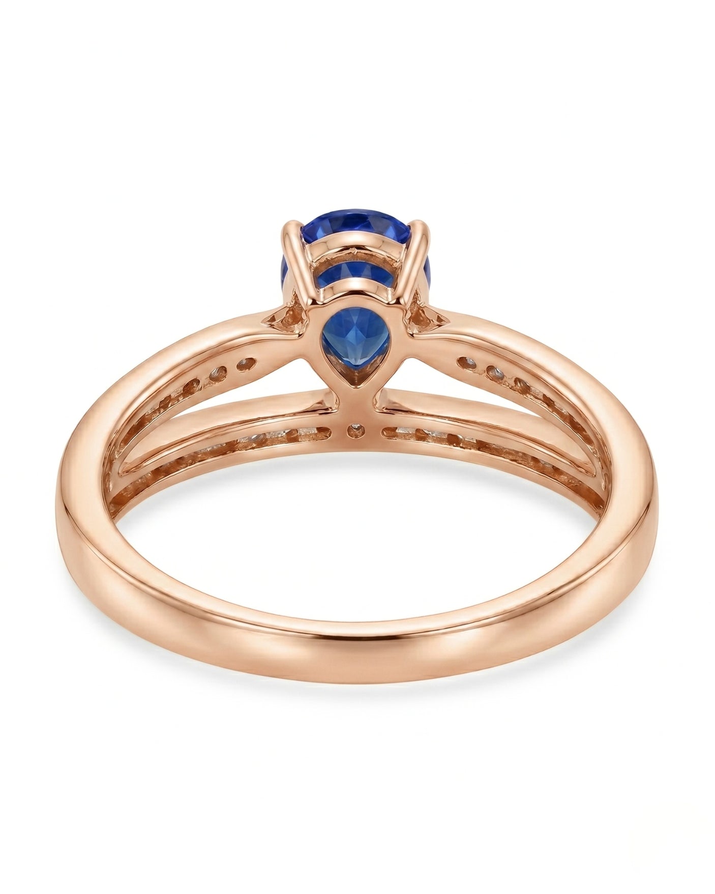 Blue sapphire and diamond engagement ring in 18K rose gold for meaningful gifting - SARATTI