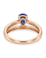 Blue sapphire and diamond engagement ring in 18K rose gold for meaningful gifting - SARATTI