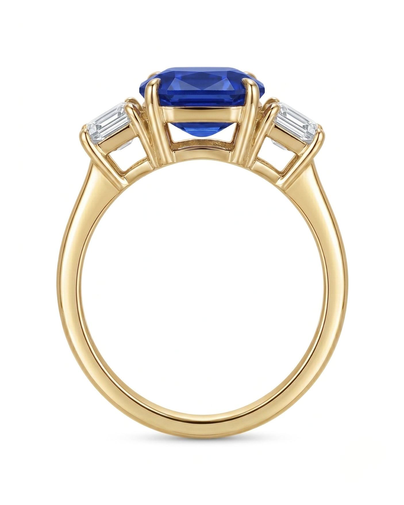 Blue sapphire and diamond engagement ring in 18K yellow gold for meaningful gifting | SARATTI
