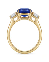 Blue sapphire and diamond engagement ring in 18K yellow gold for meaningful gifting | SARATTI