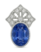 Blue sapphire earrings featuring an open floral diamond motif crafted in 18K yellow gold - SARATTI