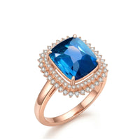 Blue Tourmaline Ring & Diamonds In Rose Gold