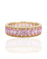 Blush Aurora sapphire ring with vintage milgrain diamond design in 14K yellow gold | SARATTI