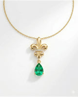 Bon Vivant necklace with pear-shaped emerald drop | SARATTI
