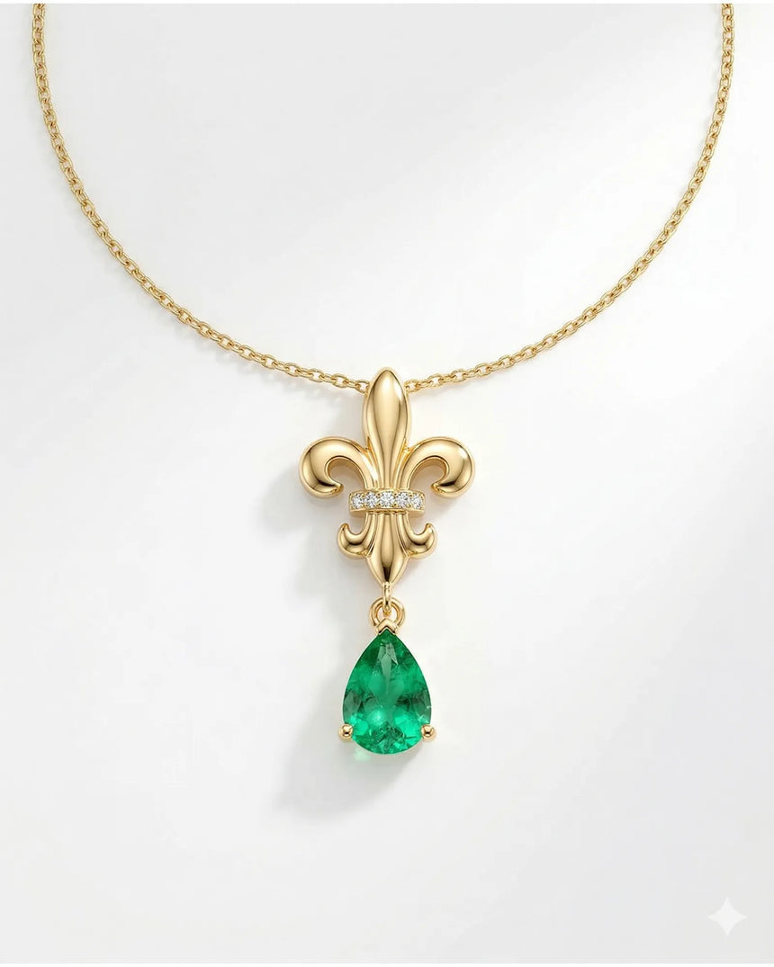 Bon Vivant necklace with pear-shaped emerald drop | SARATTI
