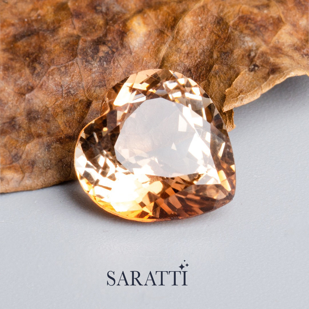 Brazilian Imperial Topaz heart loose gemstone warm golden color | SARATTI