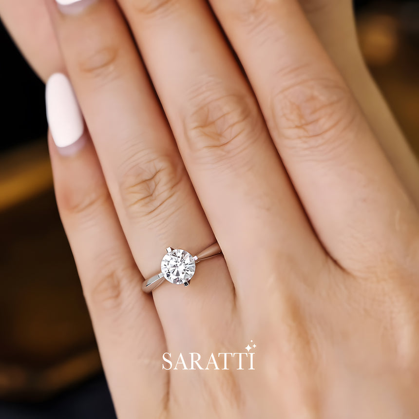 Prong Held Natural Diamond Ring in 18K White Gold | Saratti